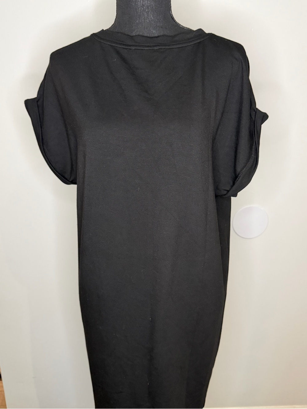 Calvin Klein Black Roll-Sleeve T-Shirt Dress - Size M